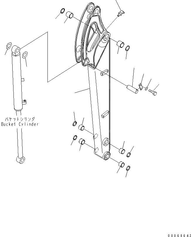 Схема запчастей Komatsu PC35MR-3 - РУКОЯТЬ (ДЛЯ НАВЕСН. ОБОРУД.) РАБОЧЕЕ ОБОРУДОВАНИЕ