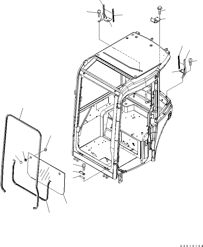 Схема запчастей Komatsu PC35MR-2 - КАБИНА (/8) (ПЕРЕДН. НИЖН. СТЕКЛА) (С КОНДИЦИОНЕРОМ ОТВ. С ИЗМ. УГЛОМ) (ДЛЯ СЕВ. АМЕРИКИ) КАБИНА ОПЕРАТОРА И СИСТЕМА УПРАВЛЕНИЯ