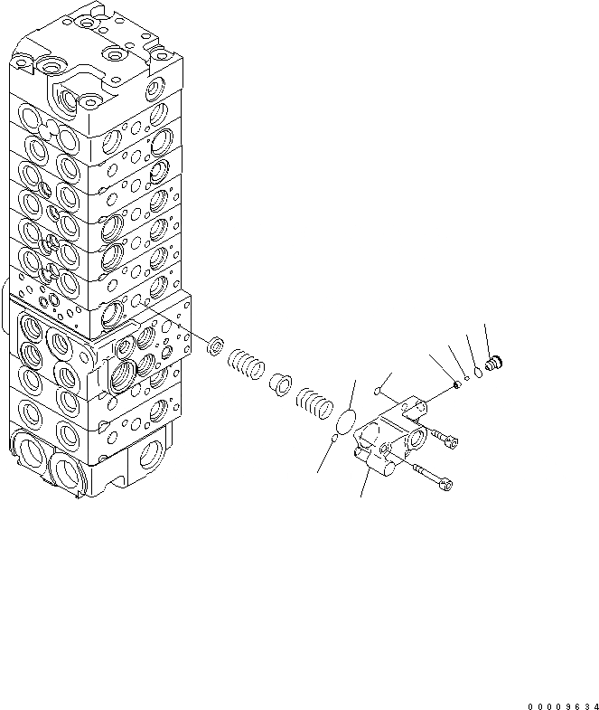 Схема запчастей Komatsu PC35MR-2-B - ОСНОВН. КЛАПАН (9-КЛАПАН) (/) ОСНОВН. КОМПОНЕНТЫ И РЕМКОМПЛЕКТЫ