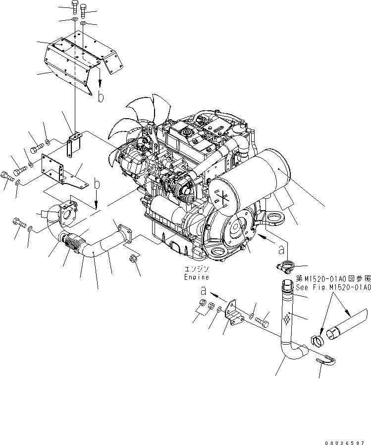 Схема запчастей Komatsu PC35MR-2 - ВЫПУСКН. КОМПОНЕНТЫ (ДЛЯ ВЫС. ALTITUDE) КОМПОНЕНТЫ ДВИГАТЕЛЯ