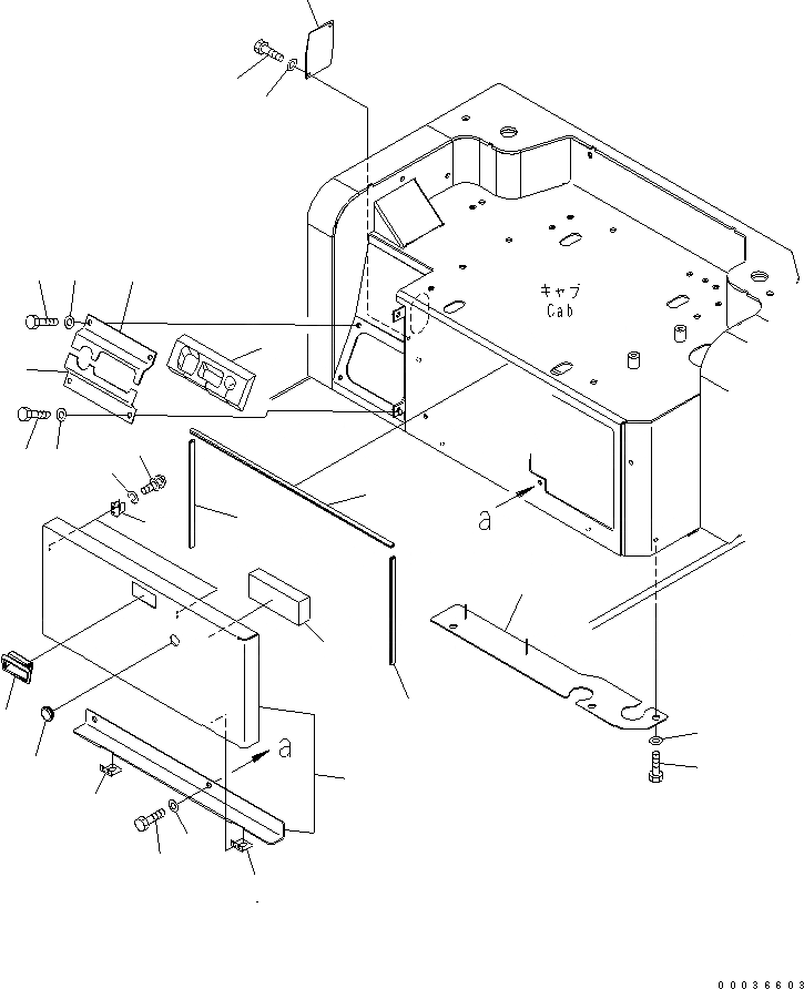 Схема запчастей Komatsu PC35MR-2 - ЧАСТИ КАБИНЫ(ДЛЯ ВЫС. ALTITUDE) КАБИНА ОПЕРАТОРА И СИСТЕМА УПРАВЛЕНИЯ