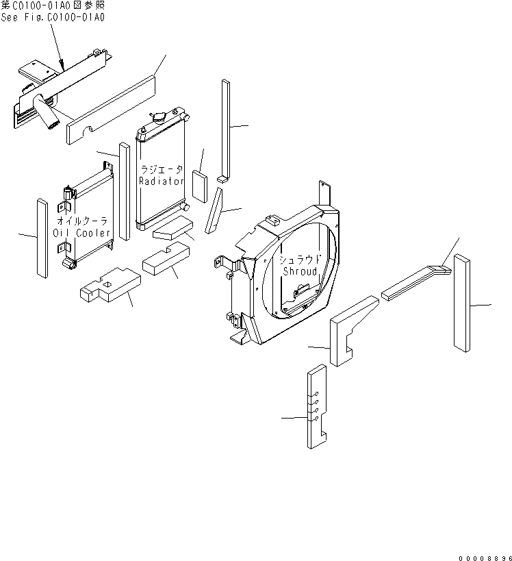 Схема запчастей Komatsu PC35MR-2 - ОХЛАЖД-Е (ЩИТКИ РАДИАТОРА) СИСТЕМА ОХЛАЖДЕНИЯ