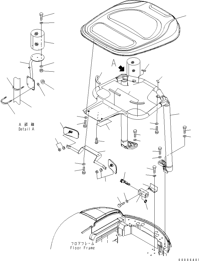 Схема запчастей Komatsu PC35MR-3 - СИСТЕМА ROPS (ДЛЯ KAL)(№-) КАБИНА ОПЕРАТОРА И СИСТЕМА УПРАВЛЕНИЯ