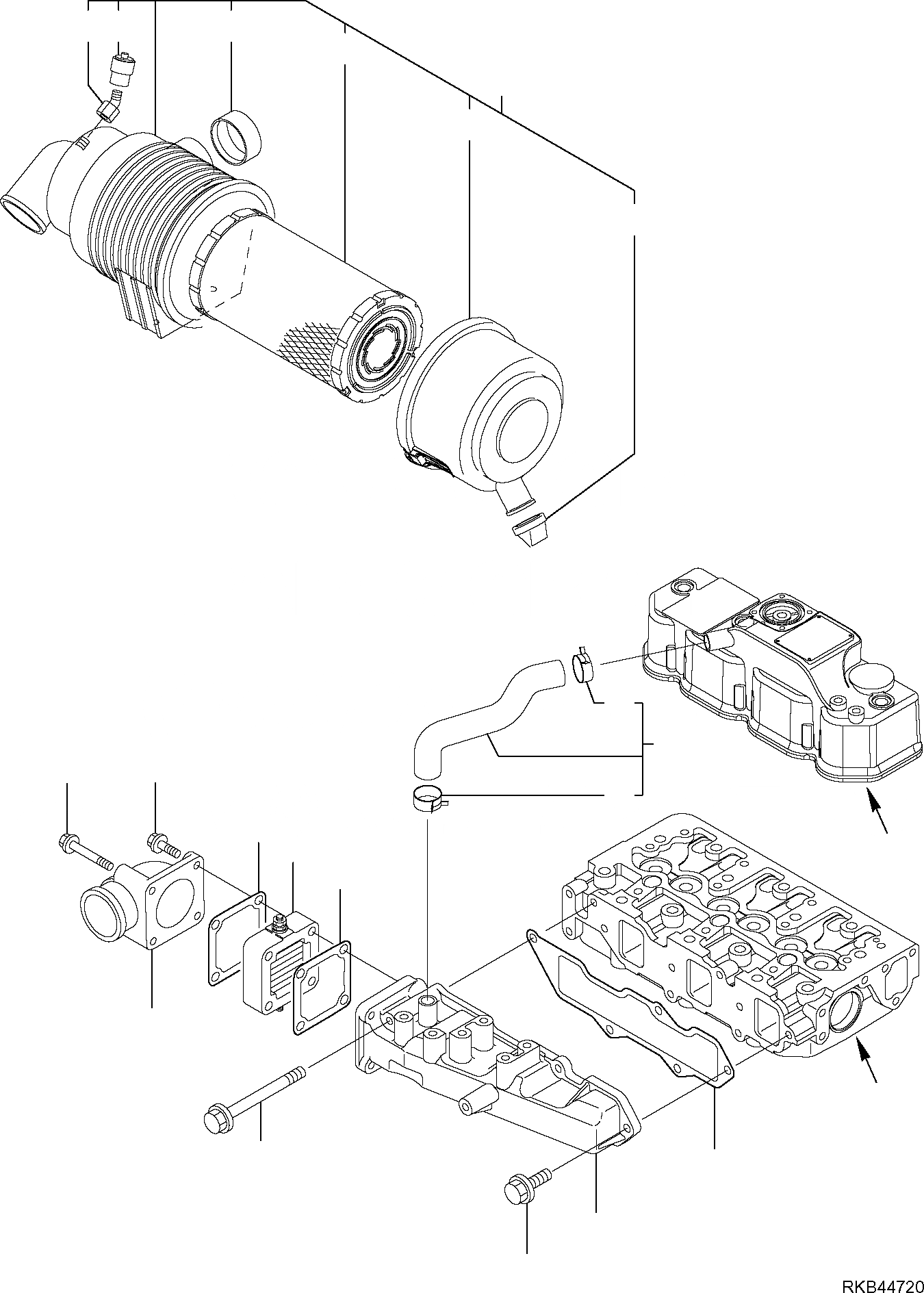 Схема запчастей Komatsu PC35MR-2 - ВСАСЫВАЮЩ. ПАТРУБОК - ВОЗДУХООЧИСТИТЕЛЬ ДВИГАТЕЛЬ