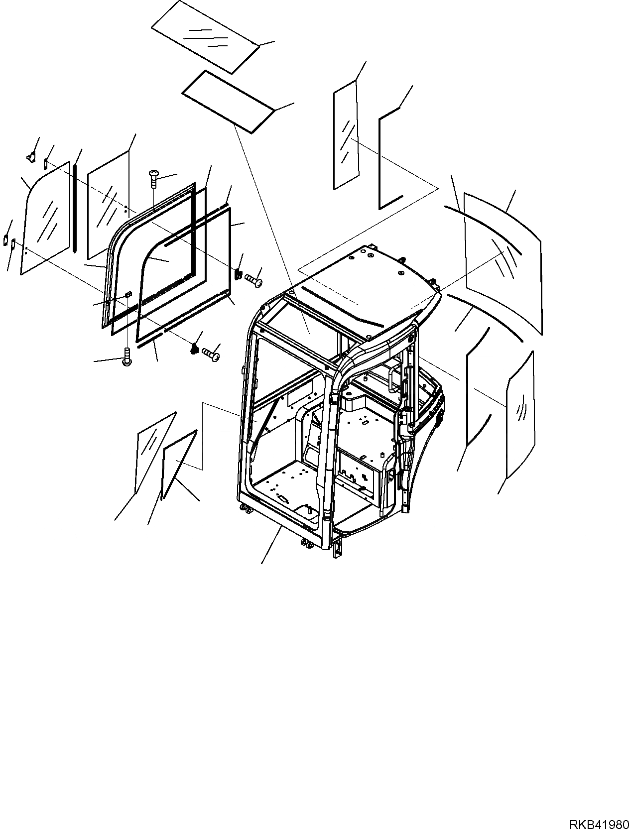 Схема запчастей Komatsu PC35MR-2 - КАБИНА (/8) ЧАСТИ КОРПУСА И КАБИНА