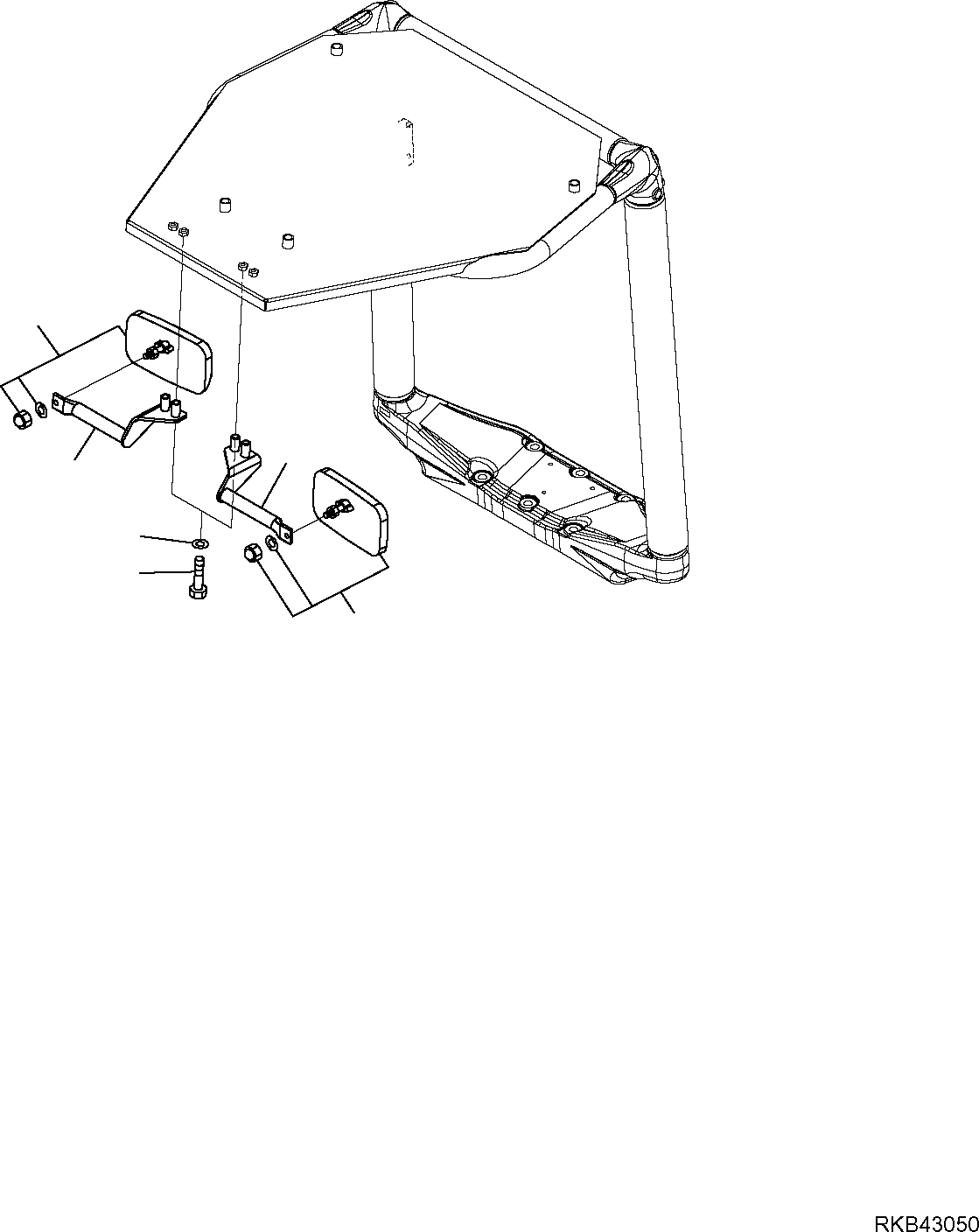 Схема запчастей Komatsu PC35MR-2 - VIEW ЗЕРКАЛА(ДЛЯ НАВЕСА) ЧАСТИ КОРПУСА И КАБИНА
