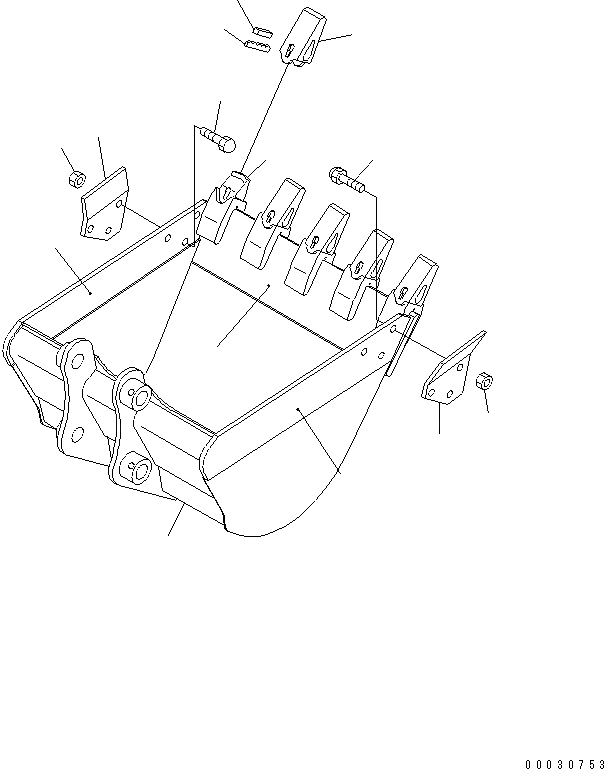 Схема запчастей Komatsu PC35MRX-1A - КОВШ¤ .M (MINI .M) 7MM ШИР. (ВЕРТИКАЛЬН. ПАЛЕЦ)(№9-) РАБОЧЕЕ ОБОРУДОВАНИЕ