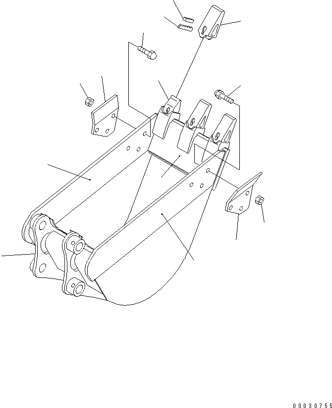 Схема запчастей Komatsu PC35MRX-1A - КОВШ¤ .M (MINI .8M) MM ШИР. (ВЕРТИКАЛЬН. ПАЛЕЦ)(№9-) РАБОЧЕЕ ОБОРУДОВАНИЕ