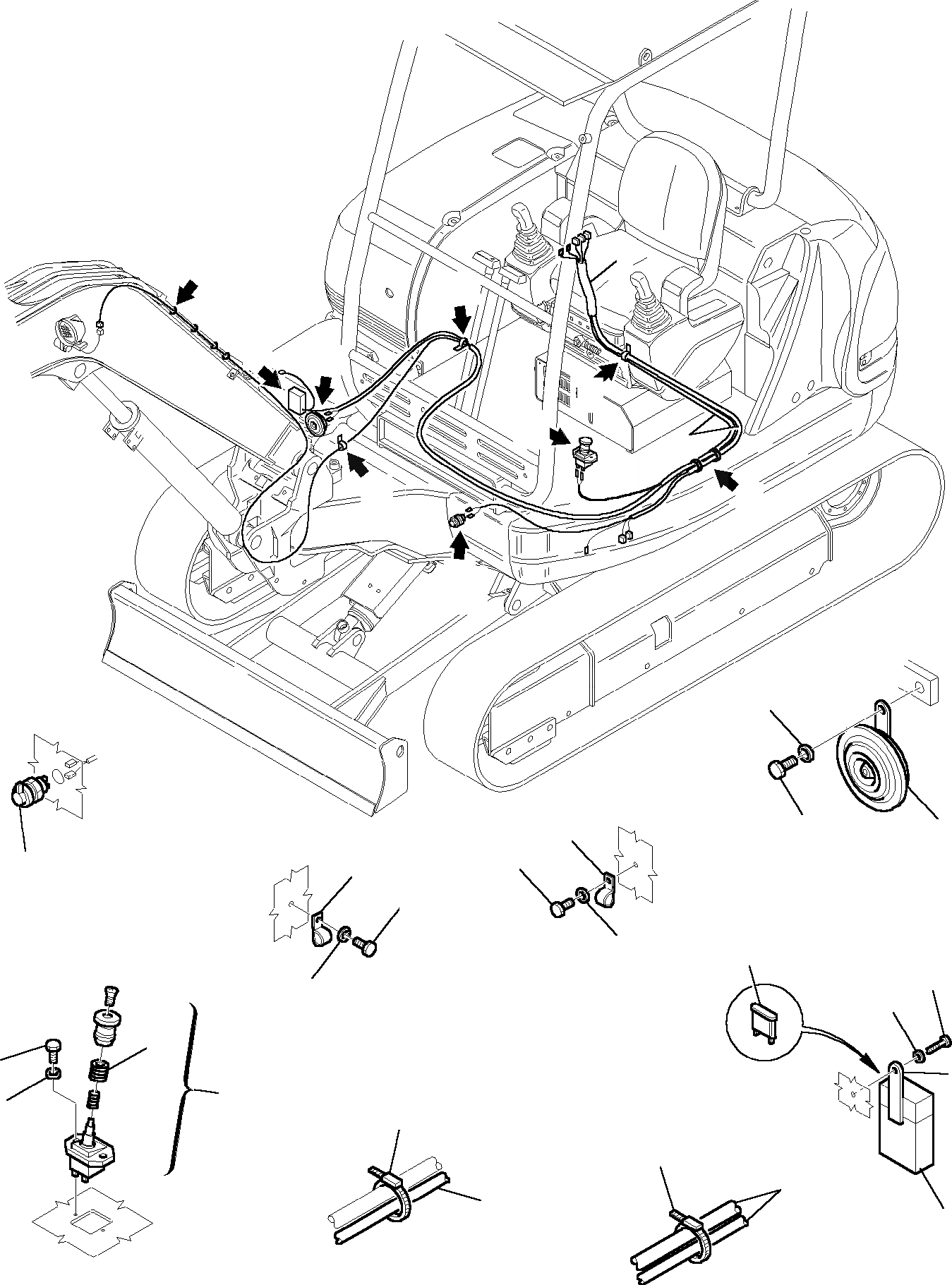 Схема запчастей Komatsu PC35R-8 - ЭЛЕКТРИКА (ПЕРЕДН. ЛИНИЯ) КОМПОНЕНТЫ ДВИГАТЕЛЯ И ЭЛЕКТРИКА