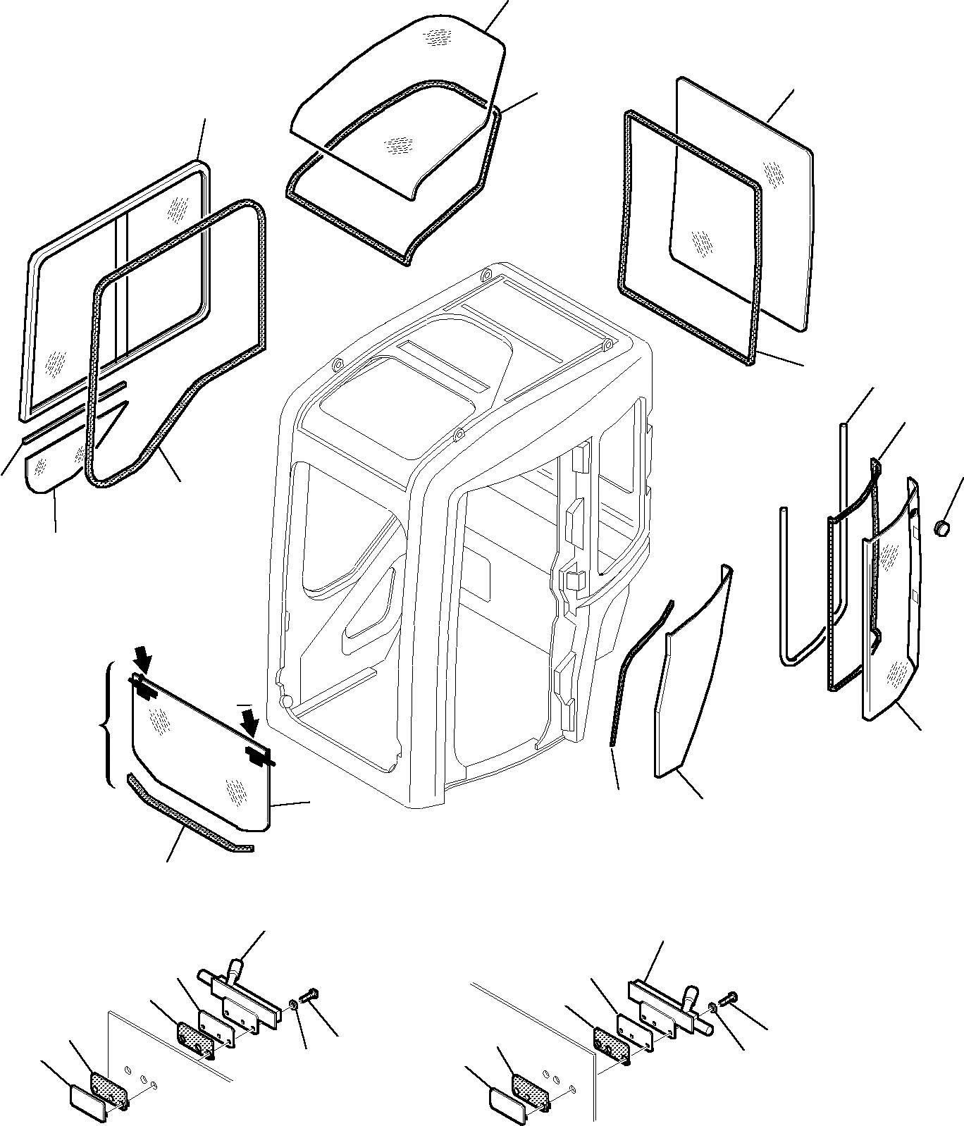 Схема запчастей Komatsu PC35R-8 - КАБИНА (/7) ЧАСТИ КОРПУСА И КАБИНА
