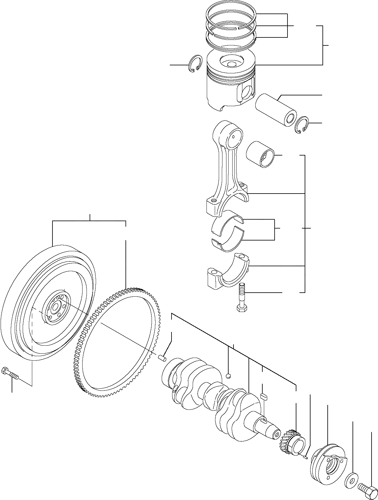 Схема запчастей Komatsu PC35R-8 - КОЛЕНВАЛ И ПОРШЕНЬ ДВИГАТЕЛЬ