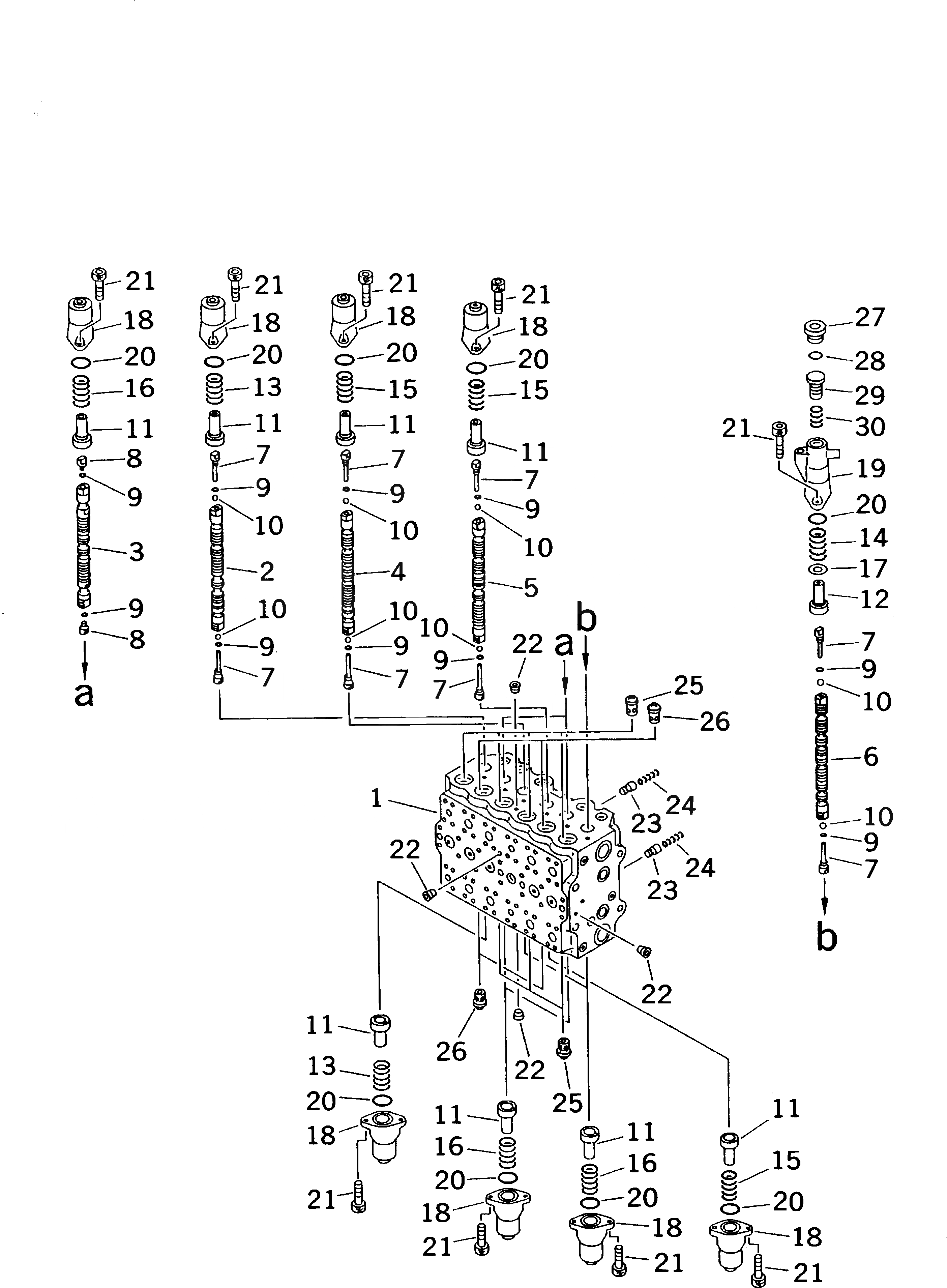 Схема запчастей Komatsu PC380LC-6K - ОСНОВН. КЛАПАН (8 СЕКЦ.) (/) ГИДРАВЛИКА