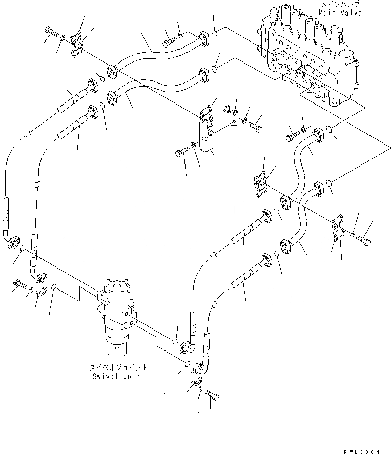 Схема запчастей Komatsu PC380LC-6K - ЛИНИЯ ХОДА ГИДРАВЛИКА