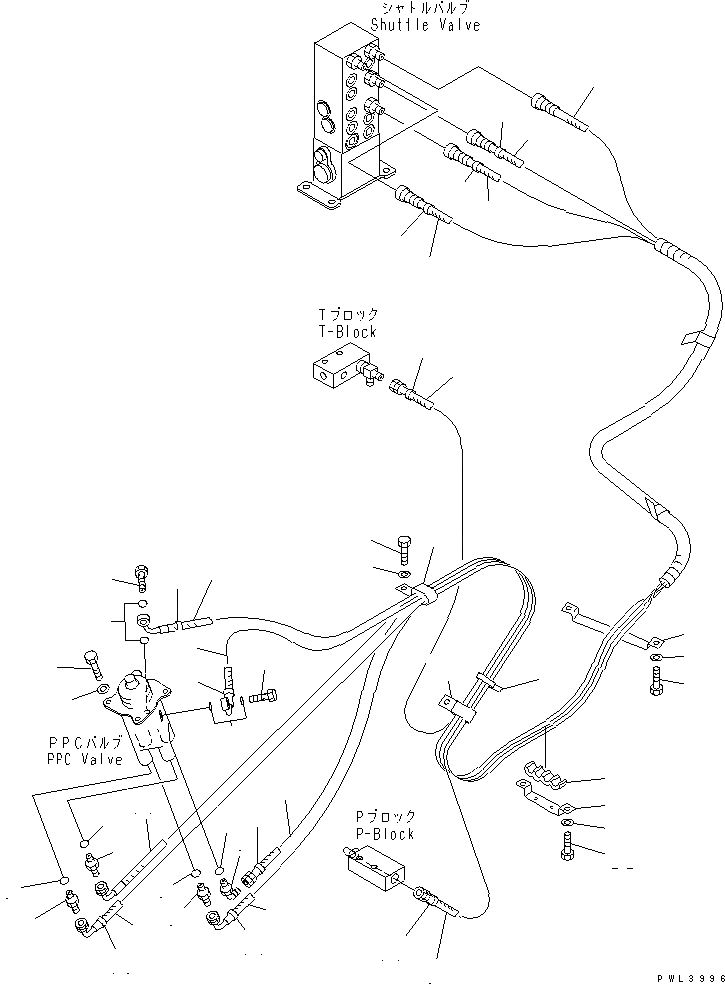 Схема запчастей Komatsu PC380LC-6K - P.P.C. РАБОЧАЯ ЛИНИЯ (КЛАПАН PPCAND ПАТРУБКИ ЛЕВОЙ СТОЙКИ)(№K-K999) КАБИНА ОПЕРАТОРА И СИСТЕМА УПРАВЛЕНИЯ