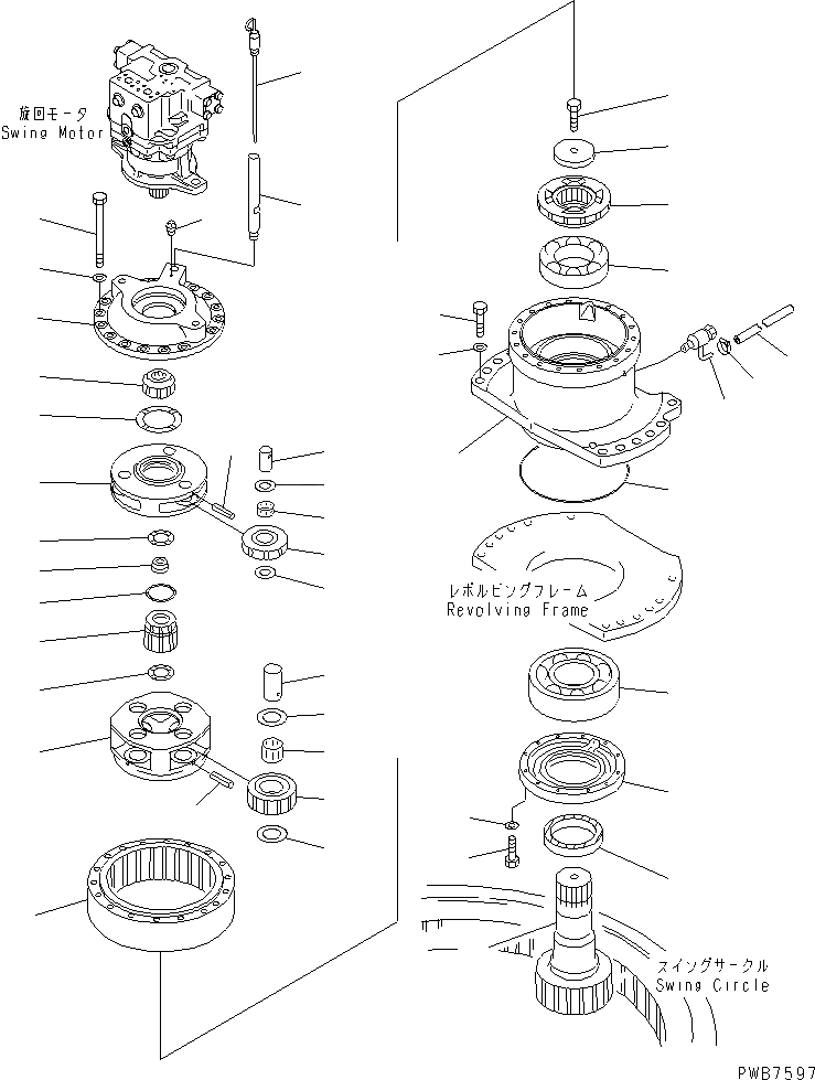 Схема запчастей Komatsu PC380LC-6K - МЕХАНИЗМ ПОВОРОТА(№K-) ПОВОРОТН. КРУГ И КОМПОНЕНТЫ
