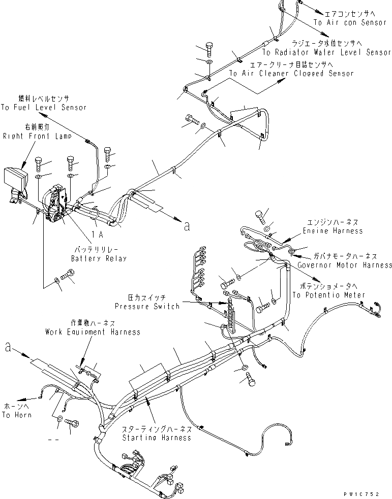Схема запчастей Komatsu PC380LC-7K - ЭЛЕКТРОПРОВОДКА (ОСНОВН. Э/ПРОВОДКА) (ПРОВОДКА И КРЕПЛЕНИЕ) ЭЛЕКТРИКА