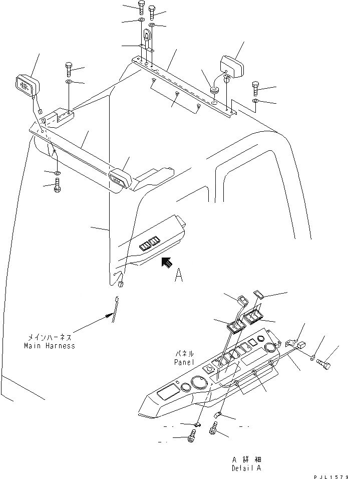 Схема запчастей Komatsu PC380LC-6K-J - ДОПОЛН. РАБОЧ. ОСВЕЩЕНИЕ ЭЛЕКТРИКА