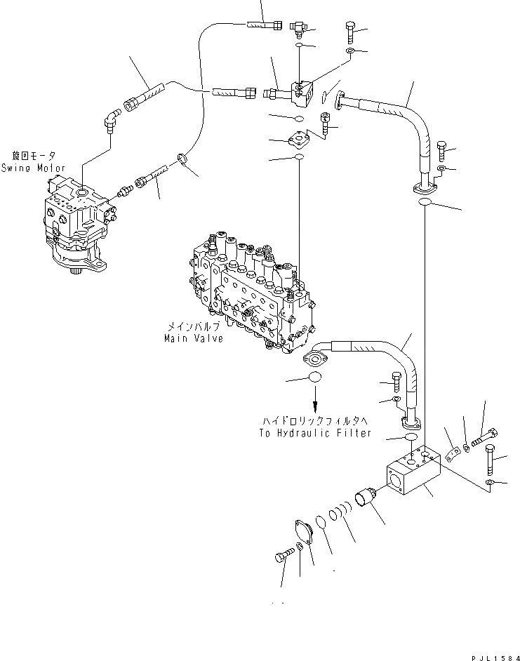 Схема запчастей Komatsu PC380LC-6K-J - ВОЗВРАТНАЯ ЛИНИЯ ГИДРАВЛИКА
