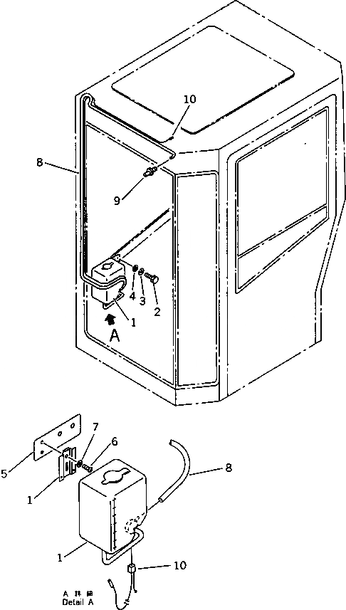 Схема запчастей Komatsu PC38UU-1 - ОМЫВАТЕЛЬ СТЕКЛА ЧАСТИ КОРПУСА