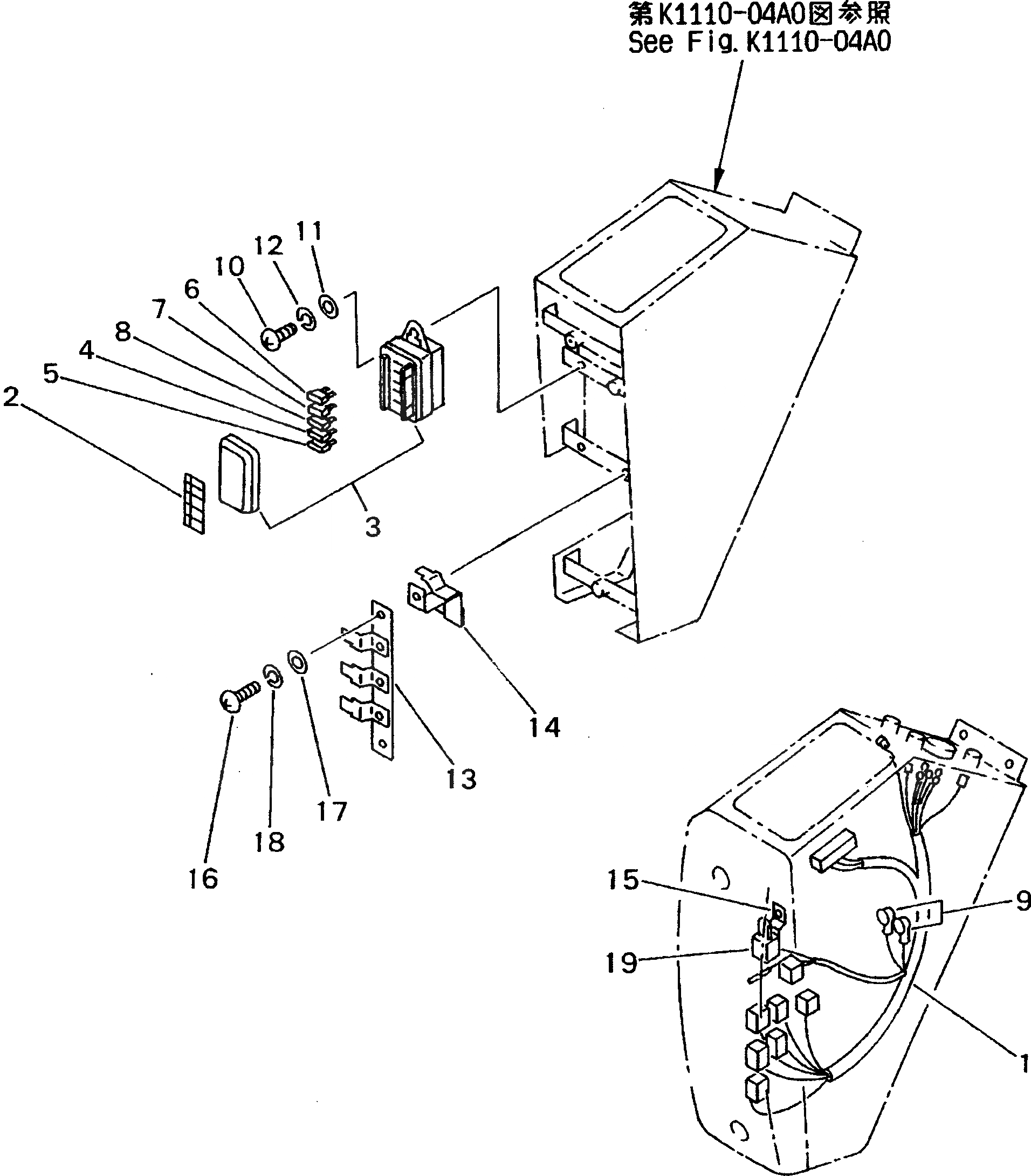 Схема запчастей Komatsu PC38UU-2 - ОСНОВН. КОНСТРУКЦИЯ (ЭЛЕКТРОПРОВОДКА) КАБИНА ОПЕРАТОРА И СИСТЕМА УПРАВЛЕНИЯ