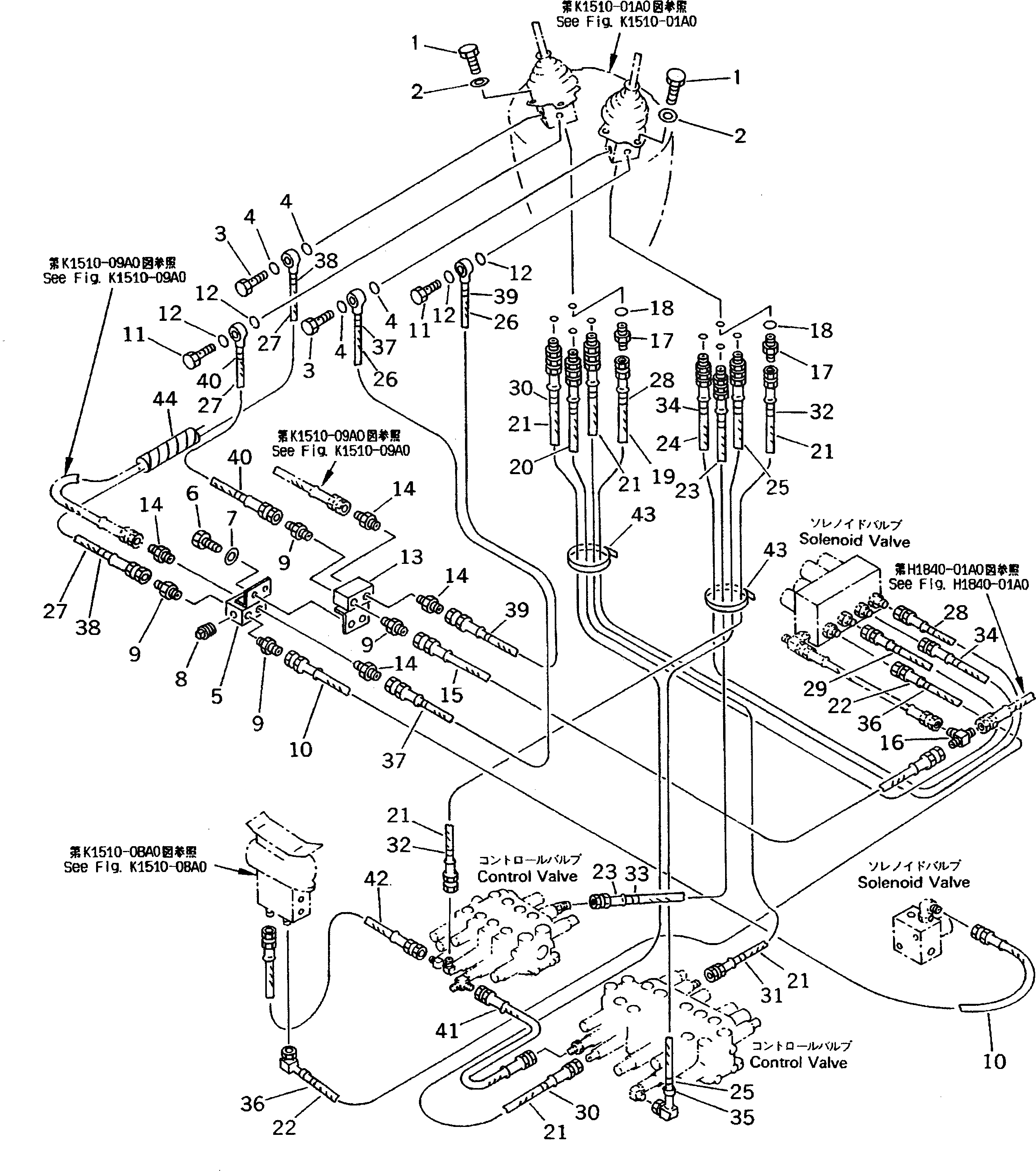 Схема запчастей Komatsu PC38UU-2 - РАБОЧ. УПРАВЛ-Е (P.P.C. ТРУБЫ) (KOMATSU PATTERN)(№-8) КАБИНА ОПЕРАТОРА И СИСТЕМА УПРАВЛЕНИЯ