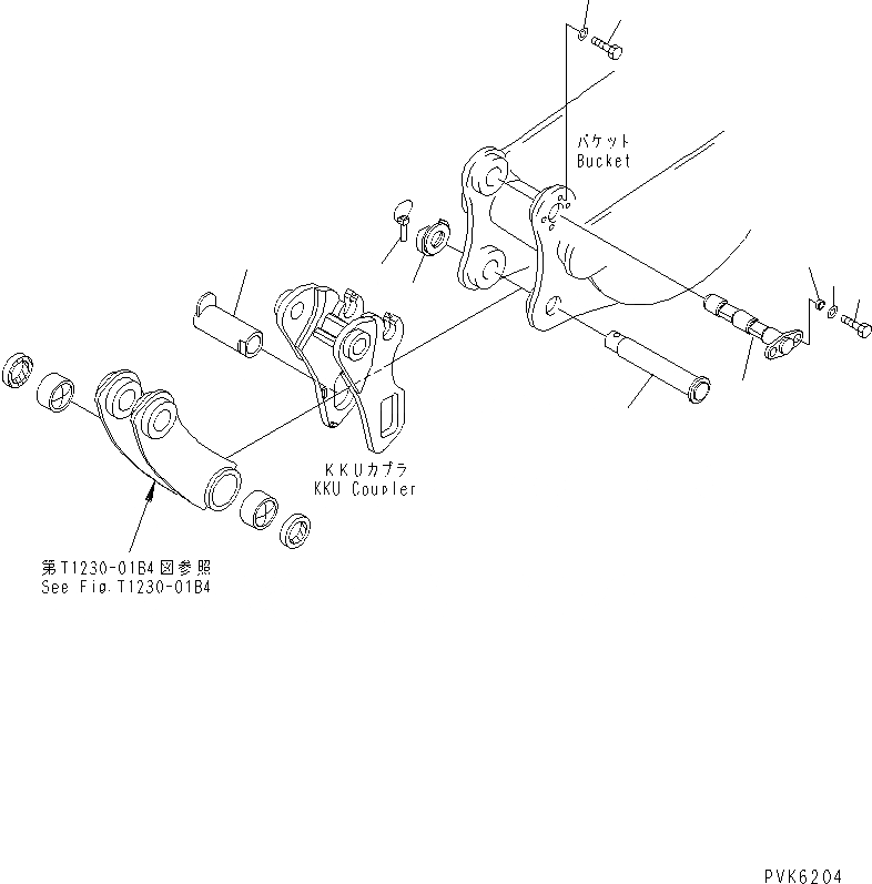 Схема запчастей Komatsu PC38UU-2 - ПАЛЕЦ КОВША (MULTI CHANGE) (K--ТИП КОВШ) (KKU COUPLER)(№878-) РАБОЧЕЕ ОБОРУДОВАНИЕ