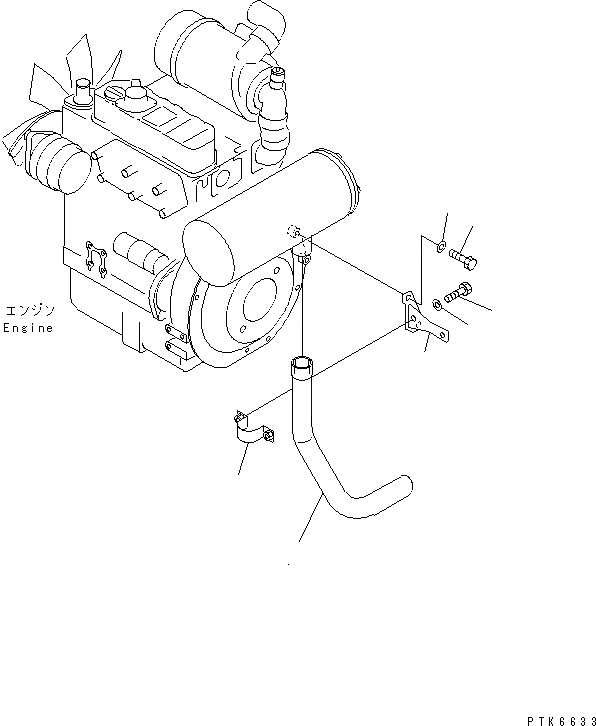 Схема запчастей Komatsu PC38UU-3 - КОМПОНЕНТЫ ДВИГАТЕЛЯ (ВЫХЛОПНАЯ ТРУБА)(№7-8) КОМПОНЕНТЫ ДВИГАТЕЛЯ