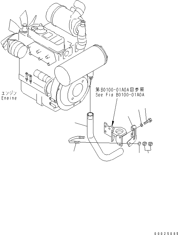 Схема запчастей Komatsu PC38UU-3 - КОМПОНЕНТЫ ДВИГАТЕЛЯ (ВЫХЛОПНАЯ ТРУБА)(№8-) КОМПОНЕНТЫ ДВИГАТЕЛЯ