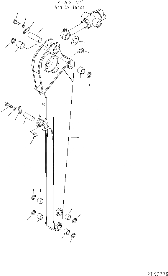 Схема запчастей Komatsu PC38UU-3 - УДЛИНН. РУКОЯТЬ (РУКОЯТЬ И ПАЛЕЦ) РАБОЧЕЕ ОБОРУДОВАНИЕ