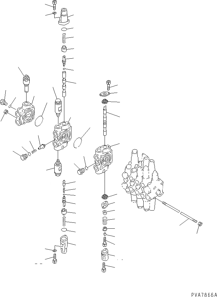 Схема запчастей Komatsu PC38UUM-2 - ОСНОВН. КЛАПАН (-КЛАПАН) (ДЛЯ КЛАПАН ЛЕВ.) (/) ОСНОВН. КОМПОНЕНТЫ И РЕМКОМПЛЕКТЫ