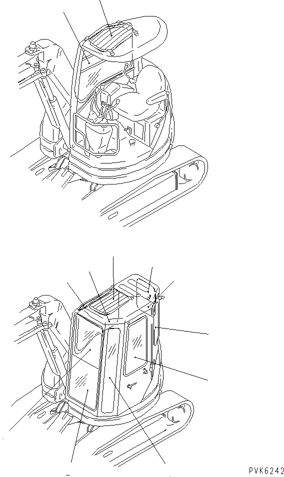 Схема запчастей Komatsu PC38UUM-2 - СТЕКЛА И ЗАДН. VIEW MIRROR КАТАЛОГИ ЗЧ