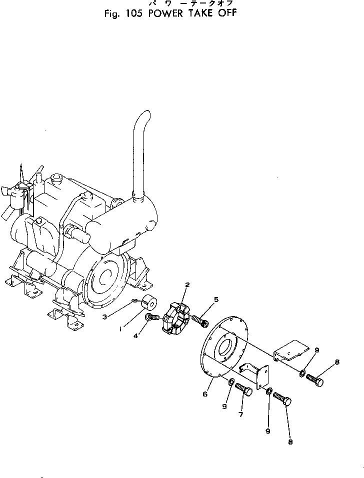 Схема запчастей Komatsu PC40-1 - МЕХ-М ОТБОРА МОЩНОСТИ КОМПОНЕНТЫ ДВИГАТЕЛЯ И ЭЛЕКТРИКА