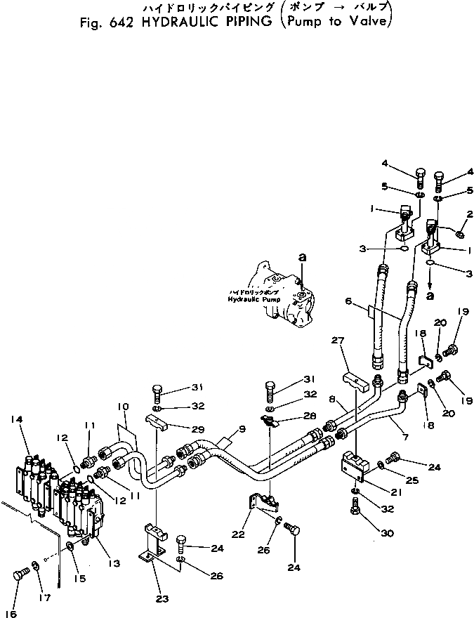 Схема запчастей Komatsu PC40-1 - ГИДРОЛИНИЯ (ИЗ НАСОСА В КЛАПАН) ГИДРАВЛИКА