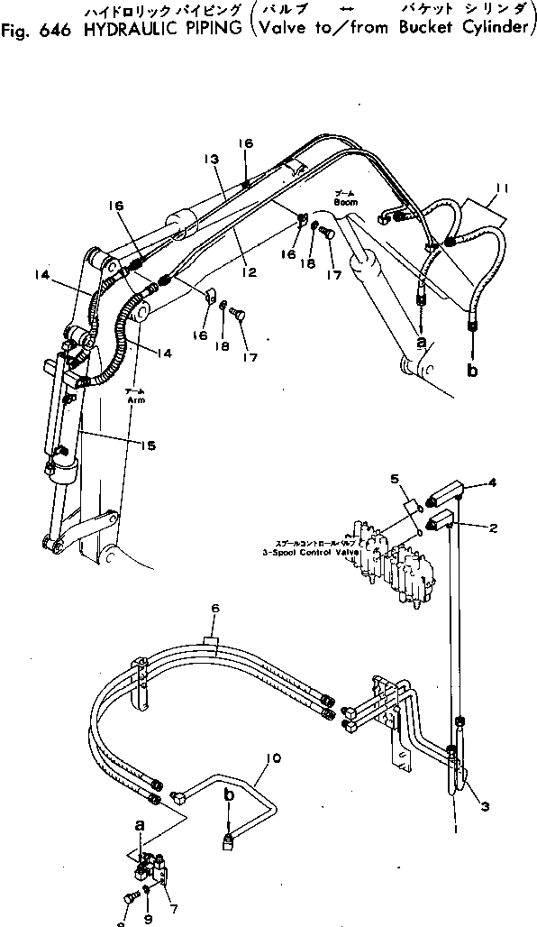 Схема запчастей Komatsu PC40-1 - ГИДРОЛИНИЯ (КЛАПАН TO/FROM ЦИЛИНДР КОВША) ГИДРАВЛИКА