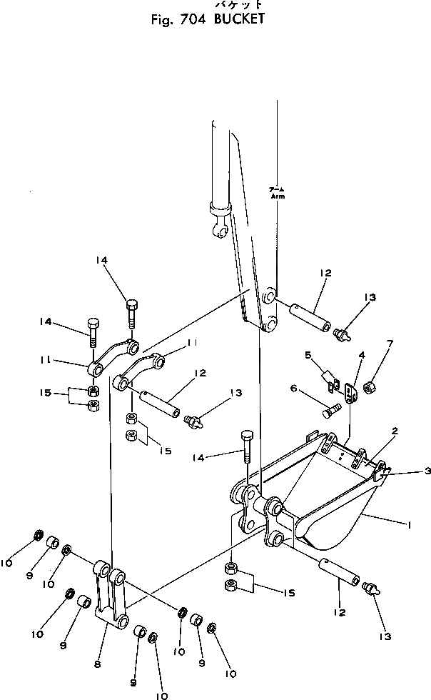 Схема запчастей Komatsu PC40-1 - КОВШ РАБОЧЕЕ ОБОРУДОВАНИЕ