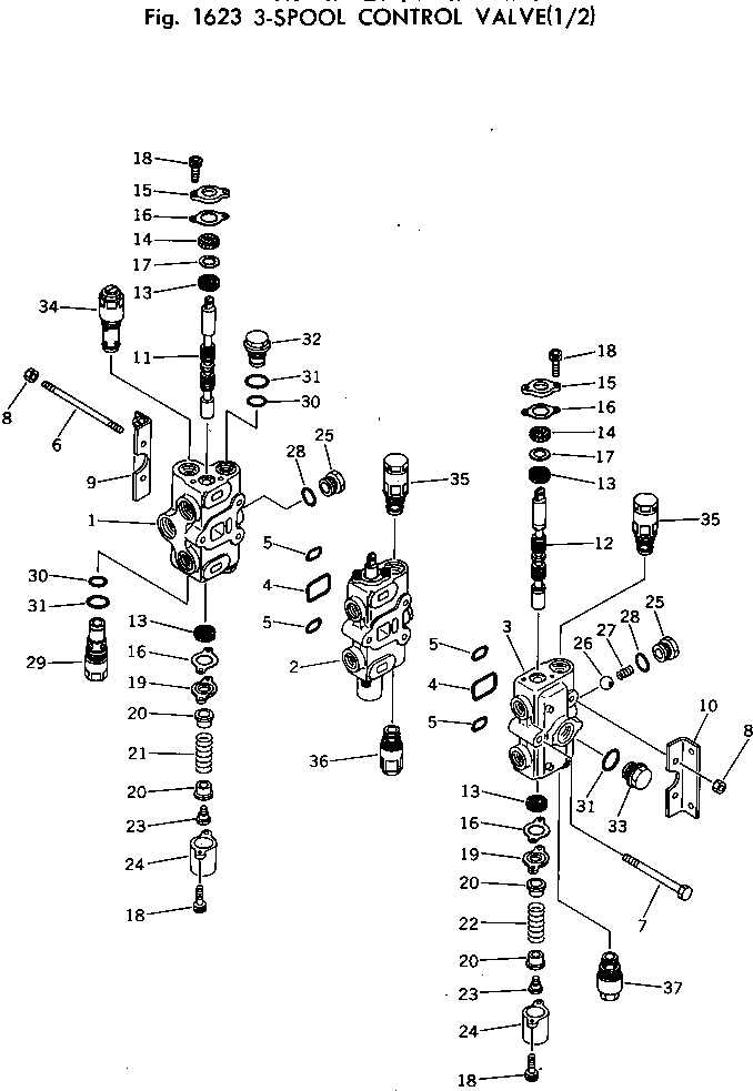 Схема запчастей Komatsu PC40-2 - 3-Х СЕКЦИОНН. КОНТРОЛЬН. КЛАПАН (/) ГИДРАВЛИКА