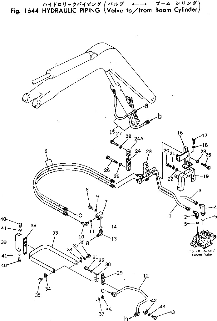 Схема запчастей Komatsu PC40-2 - ГИДРОЛИНИЯ (КЛАПАН TO/FROM ЦИЛИНДР СТРЕЛЫ) ГИДРАВЛИКА