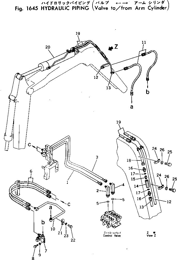 Схема запчастей Komatsu PC40-2 - ГИДРОЛИНИЯ (КЛАПАН TO/FROM ЦИЛИНДР РУКОЯТИ) ГИДРАВЛИКА