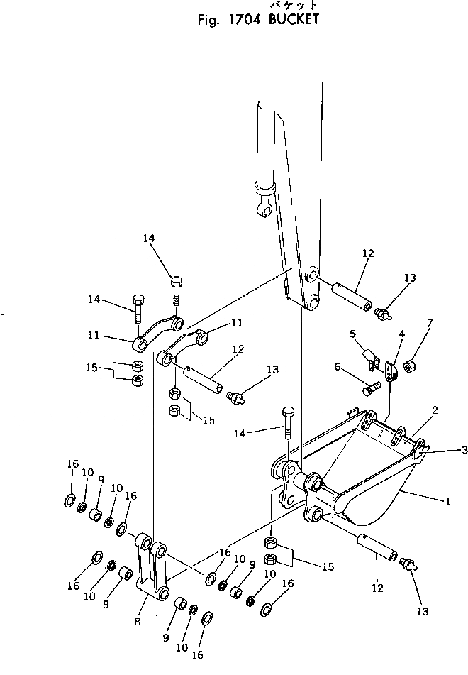 Схема запчастей Komatsu PC40-2 - КОВШ РАБОЧЕЕ ОБОРУДОВАНИЕ