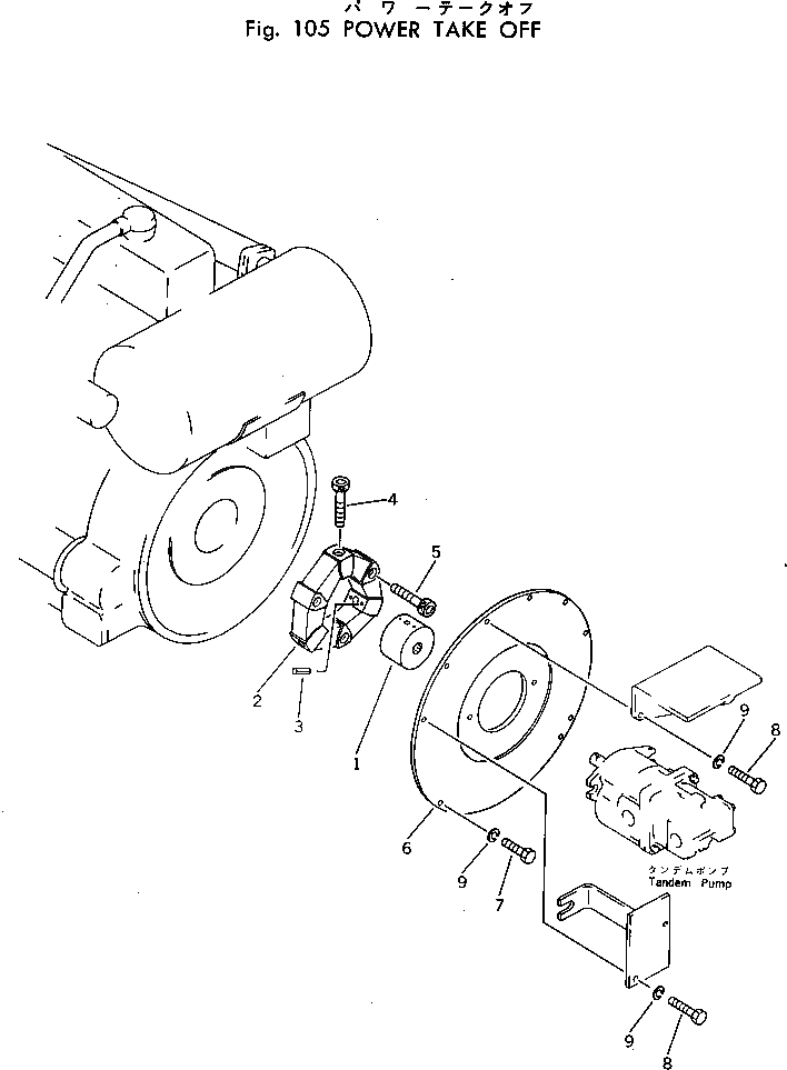 Схема запчастей Komatsu PC40-3 - МЕХ-М ОТБОРА МОЩНОСТИ КОМПОНЕНТЫ ДВИГАТЕЛЯ И ЭЛЕКТРИКА