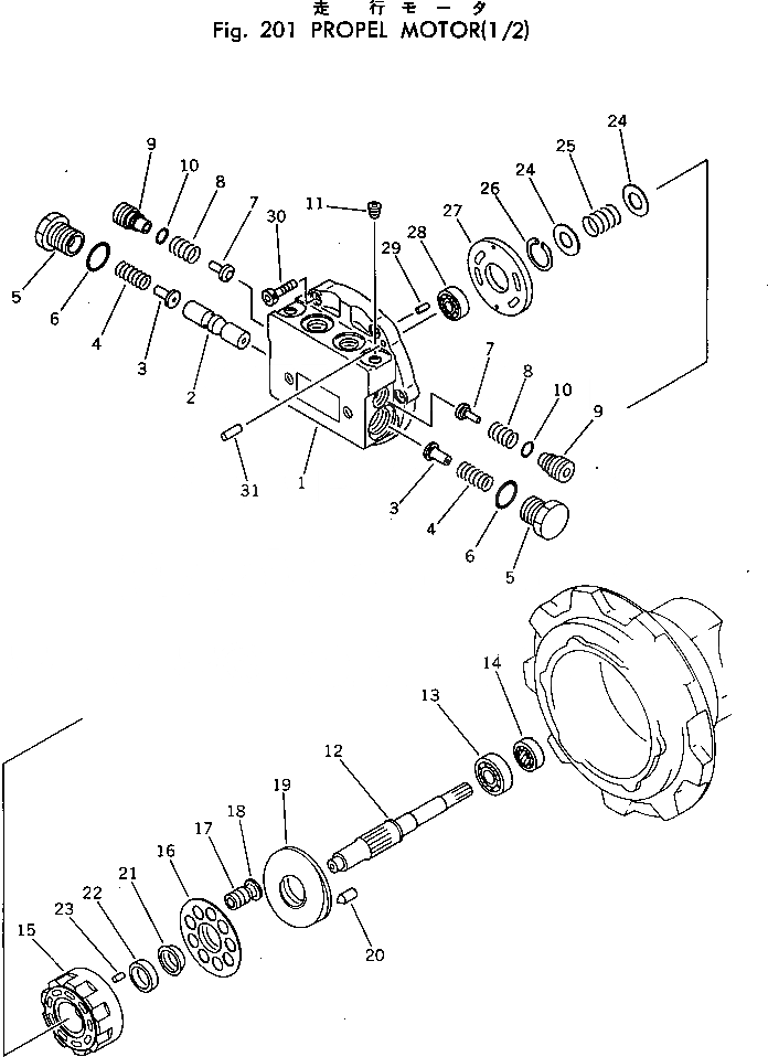 Схема запчастей Komatsu PC40-3 - МОТОР ХОДА (/) ХОД И КОНЕЧНАЯ ПЕРЕДАЧА