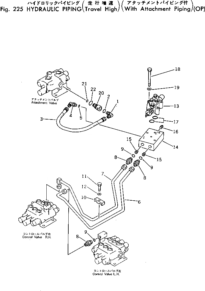 Схема запчастей Komatsu PC40-3 - ГИДРОЛИНИЯ (ХОД ВЫС.) (С НАВЕСН. ОБОРУД ТРУБЫ) ХОД И КОНЕЧНАЯ ПЕРЕДАЧА