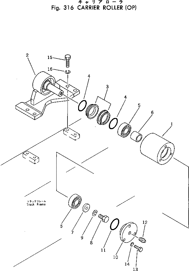 Схема запчастей Komatsu PC40-3 - ПОДДЕРЖИВАЮЩИЙ КАТОК ХОДОВАЯ