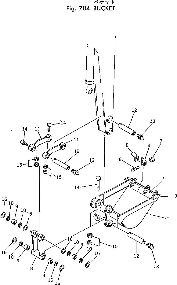 Схема запчастей Komatsu PC40-3 - КОВШ РАБОЧЕЕ ОБОРУДОВАНИЕ
