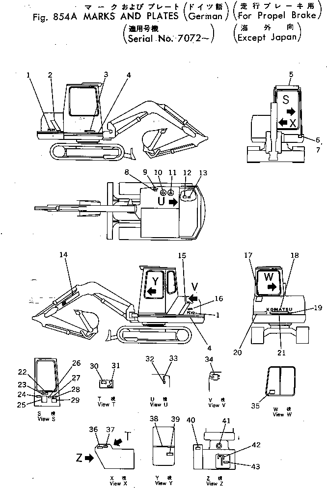 Схема запчастей Komatsu PC40-3 - МАРКИРОВКА (ПОРТУГАЛ.) (ДЛЯ ХОД ТОРМОЗ.)(№77-) ОПЦИОННЫЕ КОМПОНЕНТЫ
