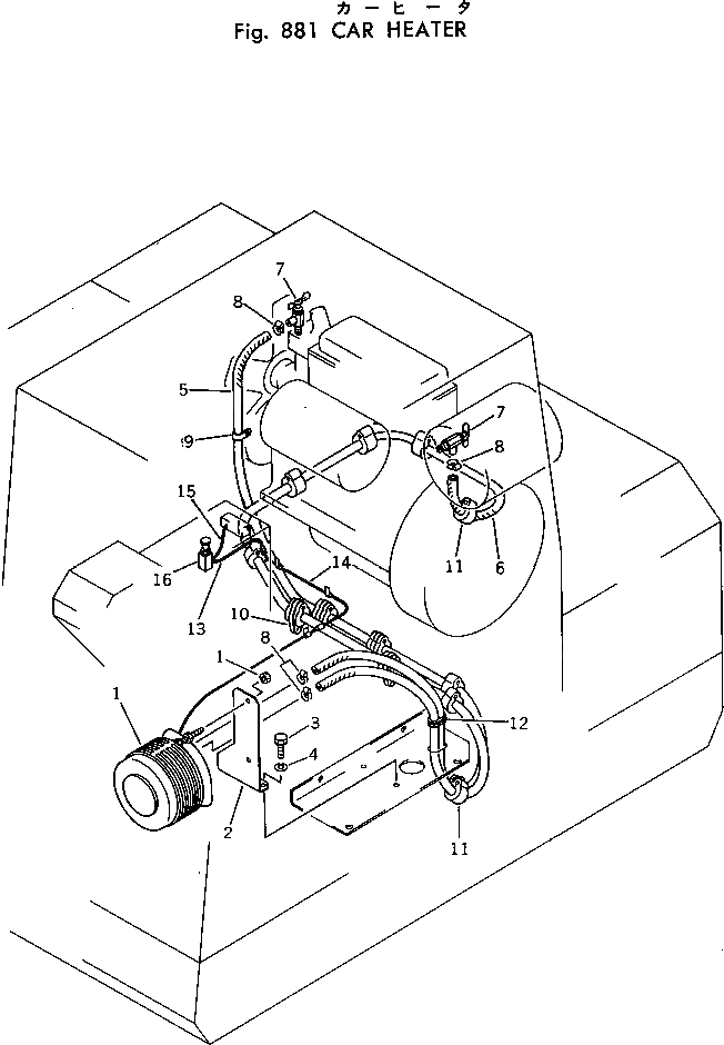 Схема запчастей Komatsu PC40-3 - ОБОГРЕВАТЕЛЬ. ОПЦИОННЫЕ КОМПОНЕНТЫ