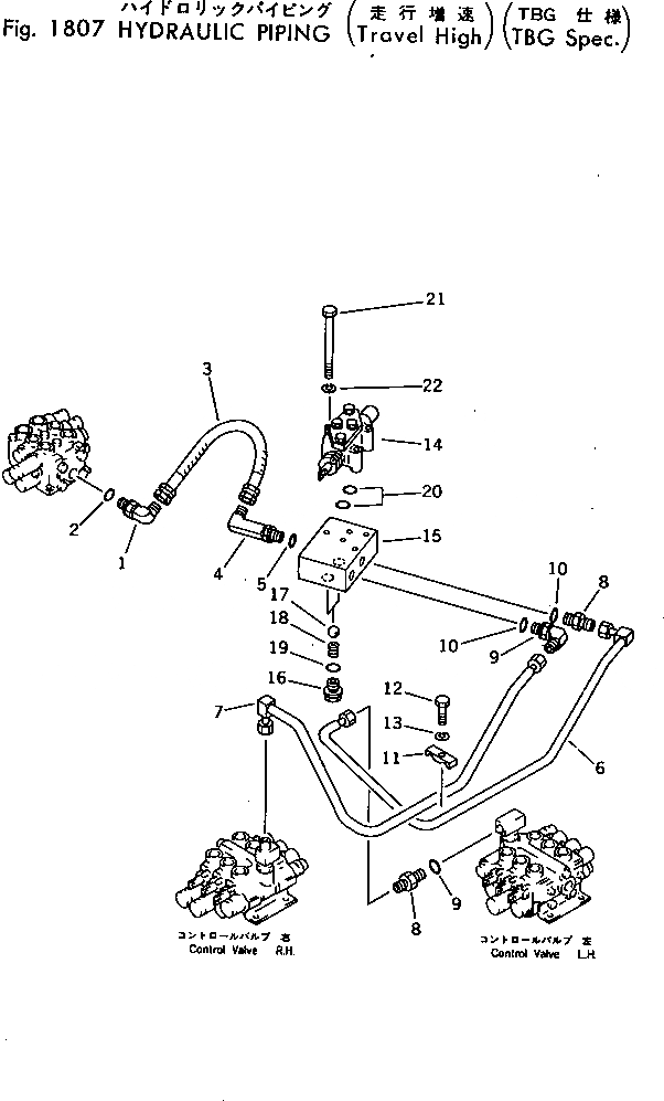 Схема запчастей Komatsu PC40-3 - ГИДРОЛИНИЯ (ХОД ВЫС.) (TBG SEPC.) ОПЦИОННЫЕ КОМПОНЕНТЫ