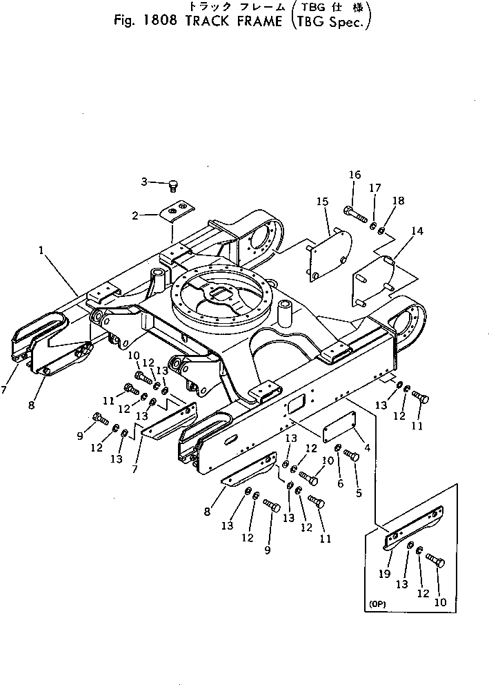 Схема запчастей Komatsu PC40-3 - ГУСЕНИЧНАЯ РАМА (СПЕЦ-Я TBG) ОПЦИОННЫЕ КОМПОНЕНТЫ