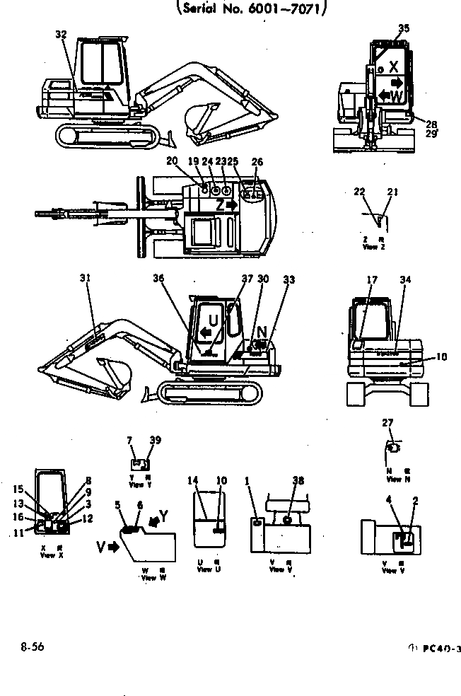 Схема запчастей Komatsu PC40-3 - МАРКИРОВКА (ПОРТУГАЛ.) (СПЕЦ-Я TBG)(№-77) ОПЦИОННЫЕ КОМПОНЕНТЫ