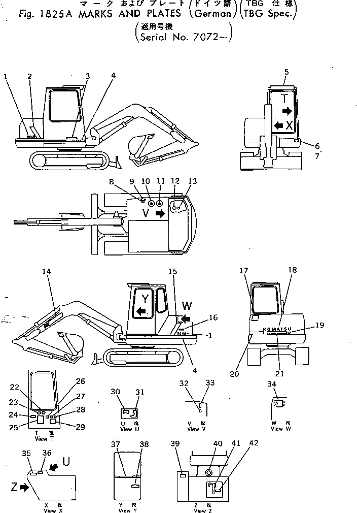 Схема запчастей Komatsu PC40-3 - МАРКИРОВКА (ПОРТУГАЛ.) (СПЕЦ-Я TBG)(№77-) ОПЦИОННЫЕ КОМПОНЕНТЫ